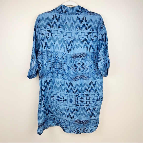 Soft Surroundings Blue Chambray Yuman Aztec Tunic Size M - Picture 8 of 8